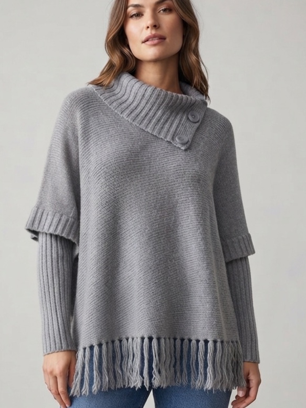 Fringe Poncho Sweater O/S